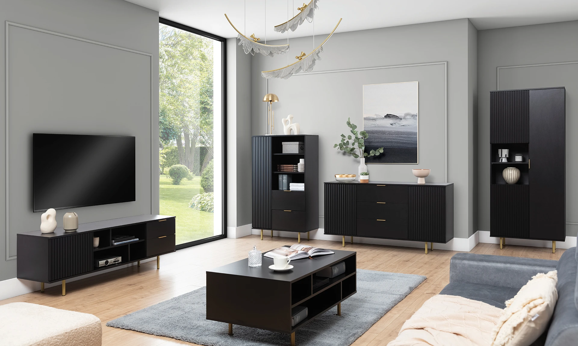 Гостиная - Masuta de cafea Nubia Black Matt pentru living