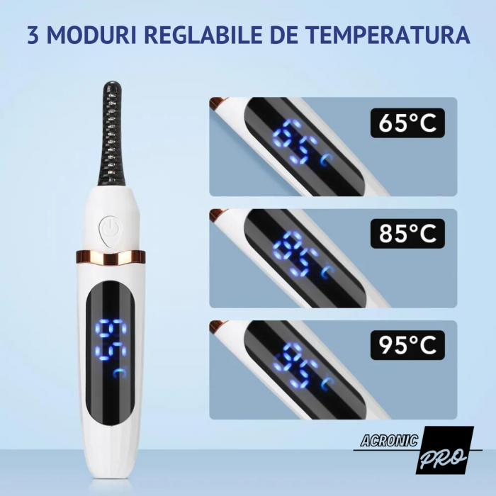 Aparat Portabil de Ondulare a Genelor AcronicPro, Reincarcabil, 3 Trepte de Incalzire, Alb [7]