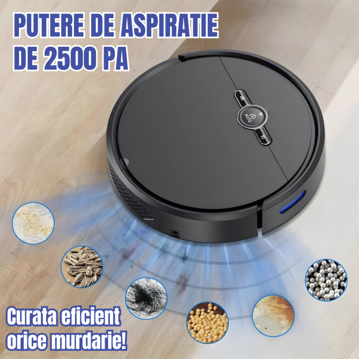 Aspirator Robot AcronicPro® SmartClean, Aspiratie Puternica, Autoincarcare, Stergere uscata, Control WiFi, Mod Silentios, Senzori Anti-cadere, Negru [4]