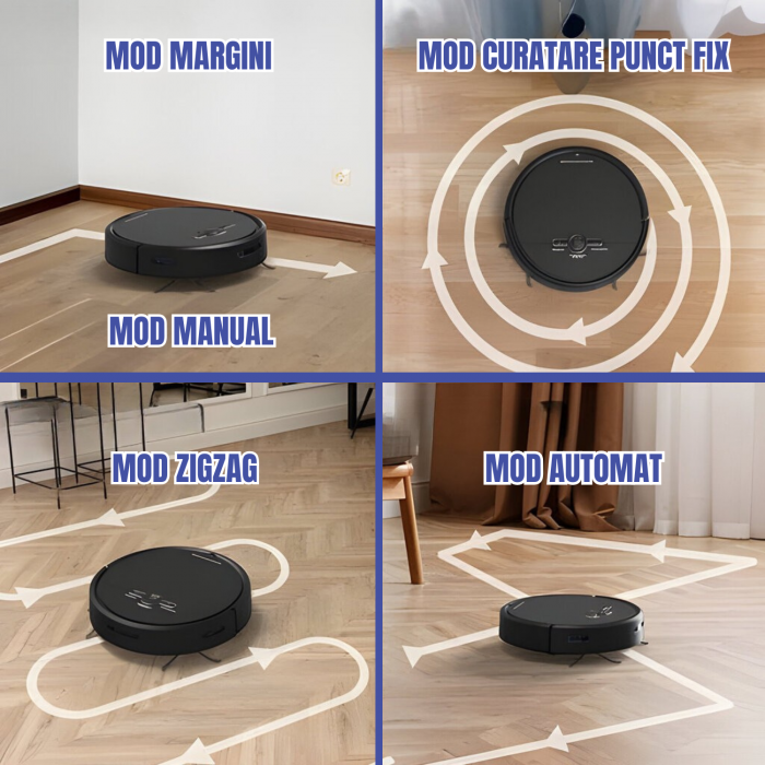 Aspirator Robot AcronicPro® SmartClean, Aspiratie Puternica, Autoincarcare, Stergere uscata, Control WiFi, Mod Silentios, Senzori Anti-cadere, Negru [6]