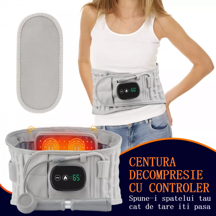 Centura decompresie lombara profesionala AcronicPro®, 3 moduri incalzire, 3 viteze pentru masaj, pentru dureri spate, relaxarea si remedierea posturii [3]