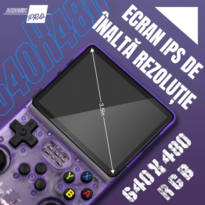 Consola Portabila R40S cu Stocare 64/128 GB, Ecran HD de Inalta Calitate, Design Compact, Mov, Reda Jocurile Clasice, Performanta Maxima [4]