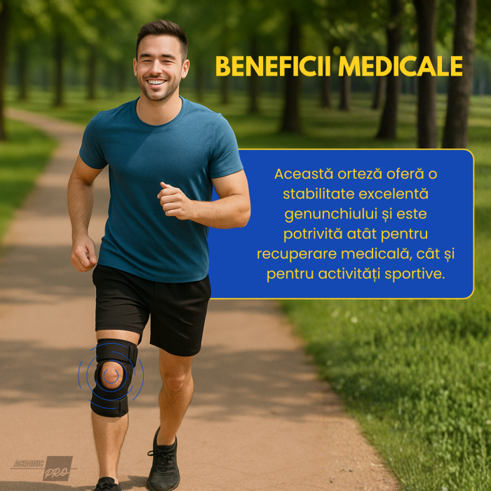 Orteza Profesionala de Genunchi Reglabila 0–120°, AcronicPro, Suport Avansat pentru Recuperare, Stabilitate si Control al Miscarii, Model Premium, Leziuni Ligamentare si Reabilitare Sportiva, Marime U [2]