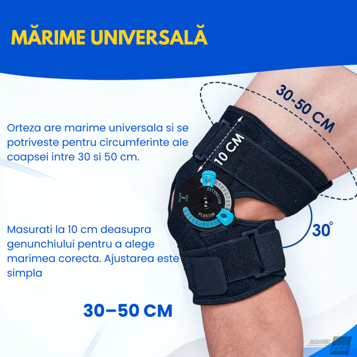 Orteza Profesionala de Genunchi Reglabila 0–120°, AcronicPro, Suport Avansat pentru Recuperare, Stabilitate si Control al Miscarii, Model Premium, Leziuni Ligamentare si Reabilitare Sportiva, Marime U [5]