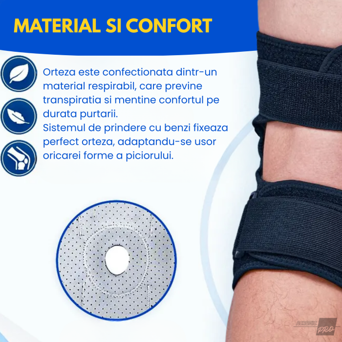 Orteza Profesionala de Genunchi Reglabila 0–120°, AcronicPro, Suport Avansat pentru Recuperare, Stabilitate si Control al Miscarii, Model Premium, Leziuni Ligamentare si Reabilitare Sportiva, Marime U [6]