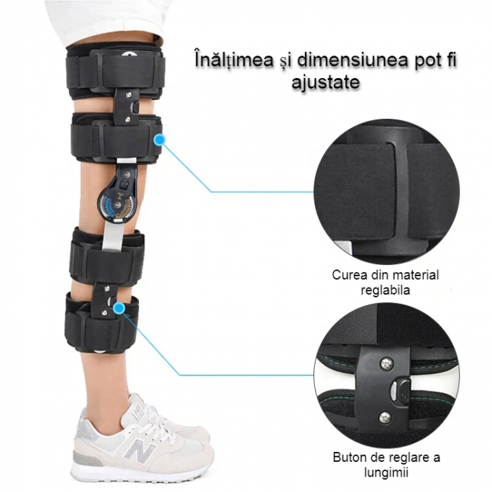 Orteza reglabila pentru Genunchi, Cu balama, Sustinere, Stabilitate si Ameliorarea durerii, Negru [4]