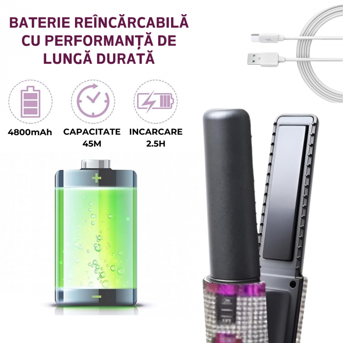 Placa de Par AcronicPro, Fara fir, Design unic cu Pietricele, Din Ceramica, Pentru Orice Tip de Par, Albastra [8]
