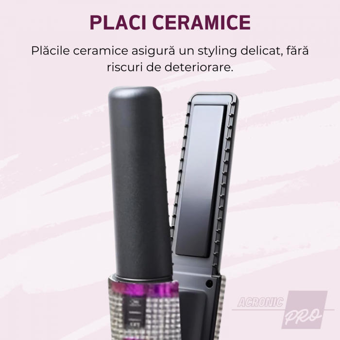 Placa de Par AcronicPro, Fara fir, Design unic cu Pietricele, Din Ceramica, Pentru Orice Tip de Par, Albastra [6]