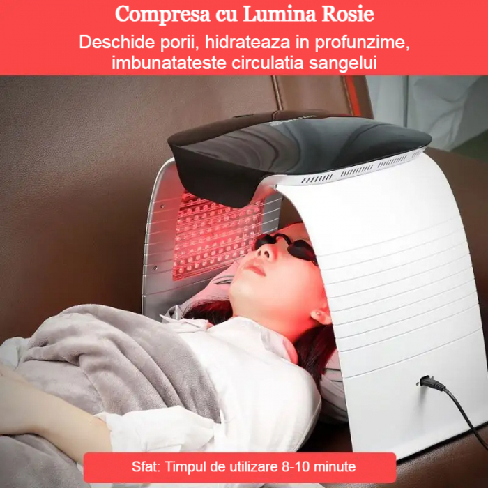 Sauna Faciala Profesionala AcronicPro, 268 LED-uri si Lumina Fotonica in 7 Culori, Pentru Ten si Corp,Alb [5]