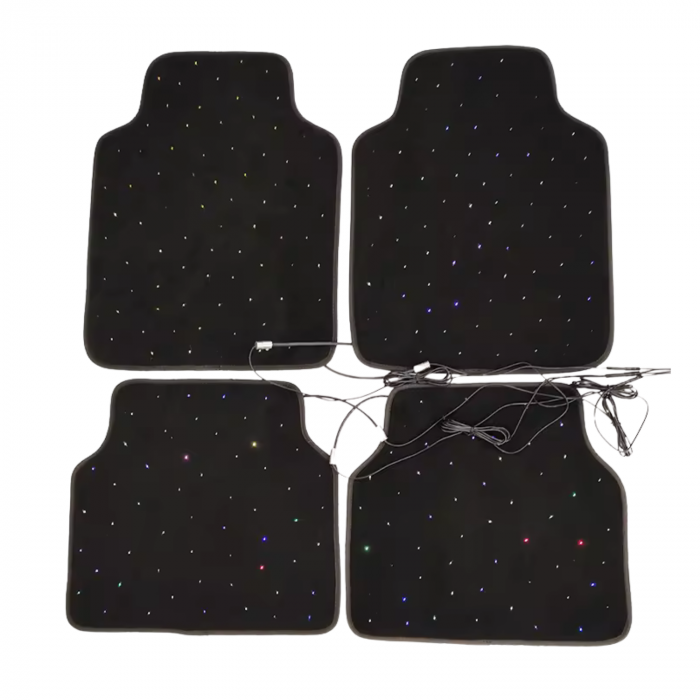 Set 4 covorase Auto LED, Material Rezistent la Apa, Efect de Constelatie, Lux si Ambianta, Fibra Optica, Bluetooth, Control Remote + Aplicatie, 8 Culori, Alimentare la Bricheta, Negru [3]