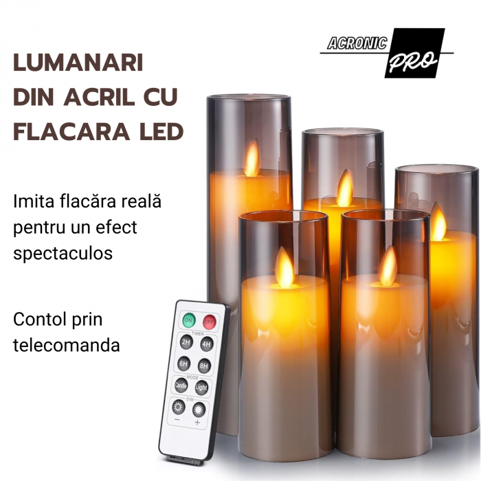Set de 9 Lumanari LED cu Telecomanda, Stil Clasic, Decorative pentru Halloween, Craciun, Evenimente Festive si Petreceri [2]