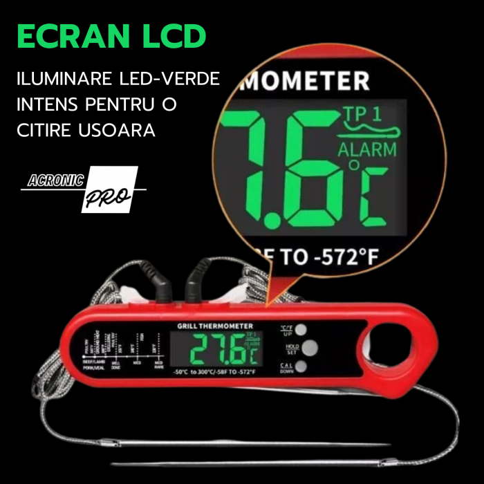 Termometru Digital pentru Gatit cu Senzor pe Fir, Precizie Ridicata, Interval Larg de Temperatura, Ideal pentru Carne, Cuptor si Gratar [8]