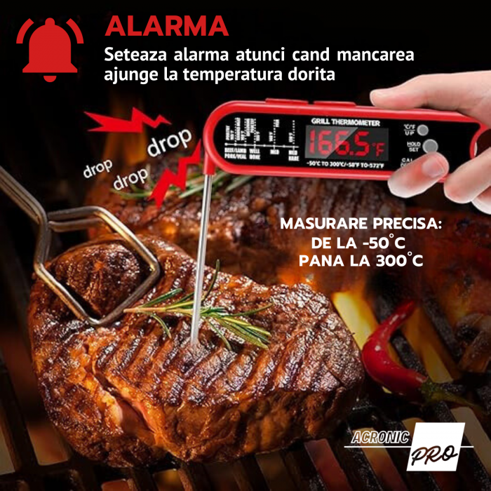 Termometru Digital pentru Gatit cu Senzor pe Fir, Precizie Ridicata, Interval Larg de Temperatura, Ideal pentru Carne, Cuptor si Gratar [6]