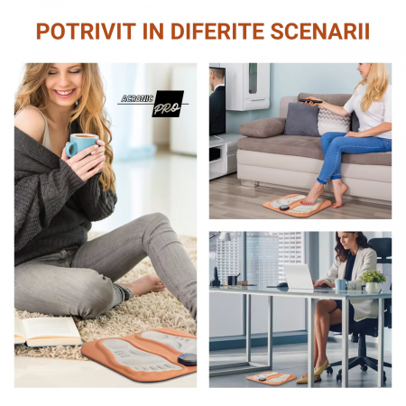 Aparat de Masaj pentru Picioare AconicPro, Electrostimulare, Incarcare USB, Wireless, Pentru Circulatia Sangelui si Ameliorarea Durerii, Maro [9]