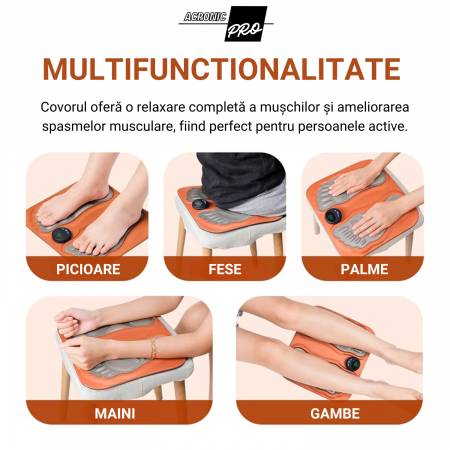 Aparat de Masaj pentru Picioare AconicPro, Electrostimulare, Incarcare USB, Wireless, Pentru Circulatia Sangelui si Ameliorarea Durerii, Maro [8]