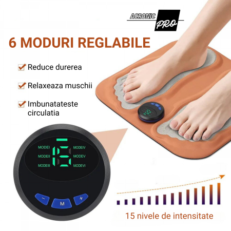 Aparat de Masaj pentru Picioare AconicPro, Electrostimulare, Incarcare USB, Wireless, Pentru Circulatia Sangelui si Ameliorarea Durerii, Maro [5]