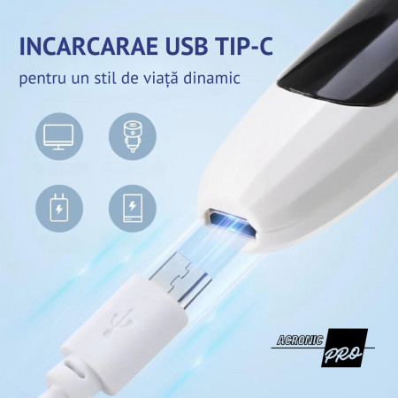 Aparat Portabil de Ondulare a Genelor AcronicPro, Reincarcabil, 3 Trepte de Incalzire, Alb [4]