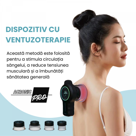 Aparat Vacuum AcronicPro, Set 6 Ventuze, Multifunctional, Cupe Electrice Inteligente pentru Terapie, Relaxare si Tonifiere, Acumulator, Negru [1]