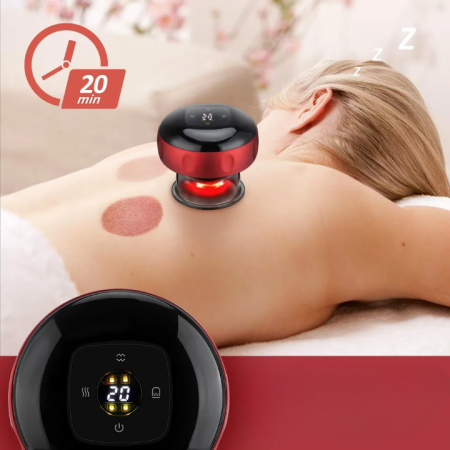 Aparat vacuum electric, Terapie prin ventuze, masaj si incalzire, Imbunatateste circulatia sanguina, 12 niveluri presiune negativa, 12 niveluri de incalzire, Rosu [5]