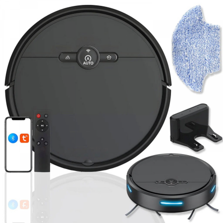 Aspirator - Aspirator Robot AcronicPro® SmartClean, Aspiratie Puternica, Autoincarcare, Stergere uscata, Control WiFi, Mod Silentios, Senzori Anti-cadere, Negru
