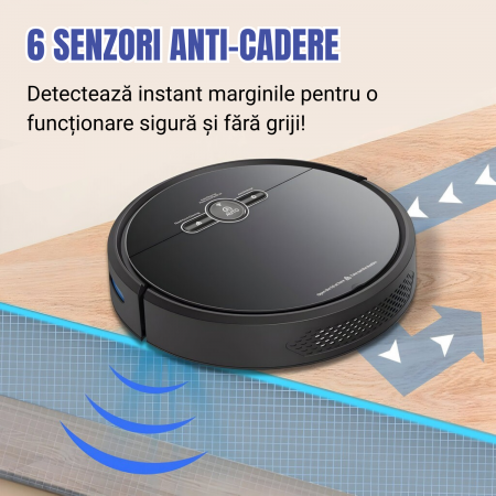 Aspirator Robot AcronicPro® SmartClean, Aspiratie Puternica, Autoincarcare, Stergere uscata, Control WiFi, Mod Silentios, Senzori Anti-cadere, Negru [4]