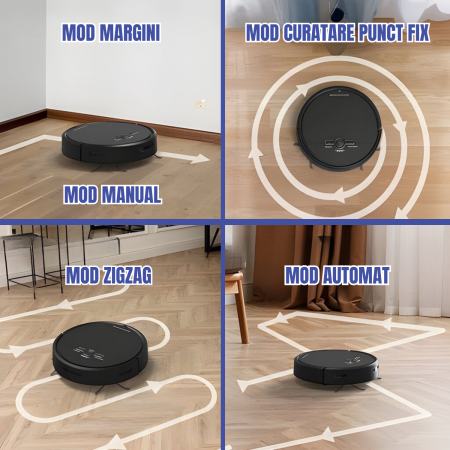 Aspirator Robot AcronicPro® SmartClean, Aspiratie Puternica, Autoincarcare, Stergere uscata, Control WiFi, Mod Silentios, Senzori Anti-cadere, Negru [5]