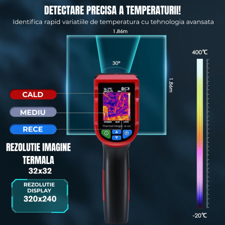 Camera Termica Digitala AcronicPro, Acumulator 2600mAh USB, -10℃/400℃, Card, Negru [2]