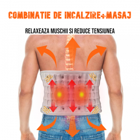 Centura decompresie lombara profesionala AcronicPro®, 3 moduri incalzire, 3 viteze pentru masaj, pentru dureri spate, relaxarea si remedierea posturii [1]