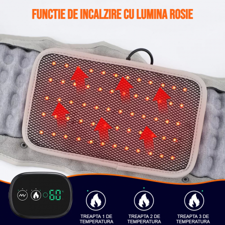 Centura decompresie lombara profesionala AcronicPro®, 3 moduri incalzire, 3 viteze pentru masaj, pentru dureri spate, relaxarea si remedierea posturii [3]