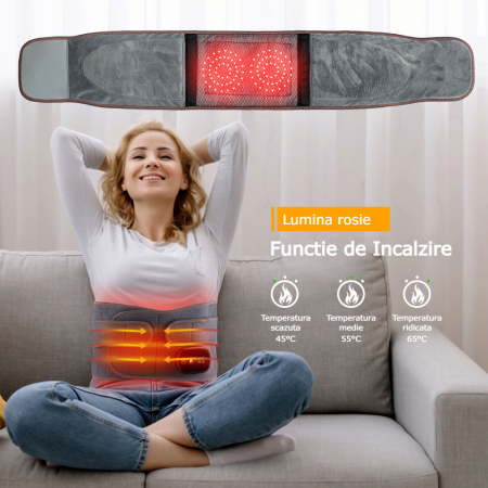 Centura profesionala pentru talie AcronicPro®, Amelioreaza durerile din zona lombara si abdominala, Relaxeaza muschii, Ajuta la recuperarea rapida, Reglabila cu 3 viteze de masaj, 3 trepte de intensit [4]