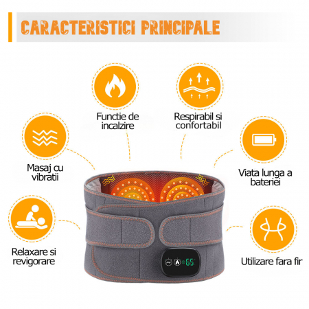 Centura profesionala pentru talie AcronicPro®, Amelioreaza durerile din zona lombara si abdominala, Relaxeaza muschii, Ajuta la recuperarea rapida, Reglabila cu 3 viteze de masaj, 3 trepte de intensit [5]
