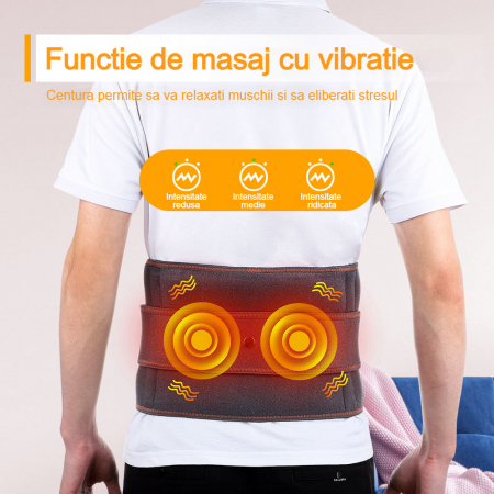 Centura profesionala pentru talie AcronicPro®, Amelioreaza durerile din zona lombara si abdominala, Relaxeaza muschii, Ajuta la recuperarea rapida, Reglabila cu 3 viteze de masaj, 3 trepte de intensit [3]