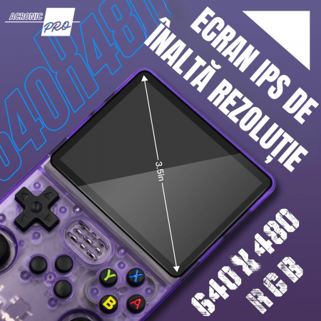 Consola Portabila R40S cu Stocare 64/128 GB, Ecran HD de Inalta Calitate, Design Compact, Mov, Reda Jocurile Clasice, Performanta Maxima [3]