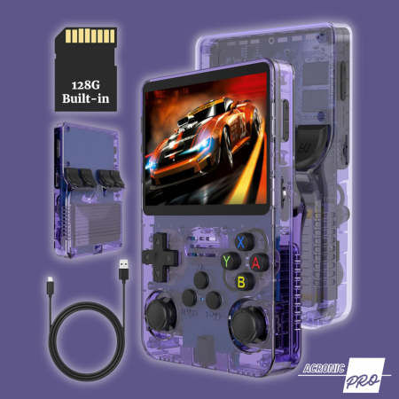 Consola Portabila R40S cu Stocare 64/128 GB, Ecran HD de Inalta Calitate, Design Compact, Mov, Reda Jocurile Clasice, Performanta Maxima [2]