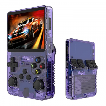 Consolă Gaming - Consola Portabila R40S cu Stocare 64/128 GB, Ecran HD de Inalta Calitate, Design Compact, Mov, Reda Jocurile Clasice, Performanta Maxima