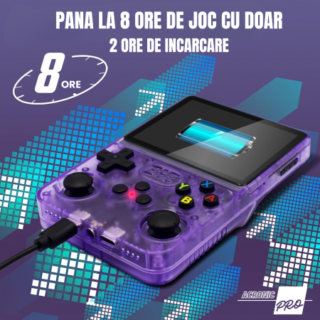 Consola Portabila R40S cu Stocare 64/128 GB, Ecran HD de Inalta Calitate, Design Compact, Mov, Reda Jocurile Clasice, Performanta Maxima [7]