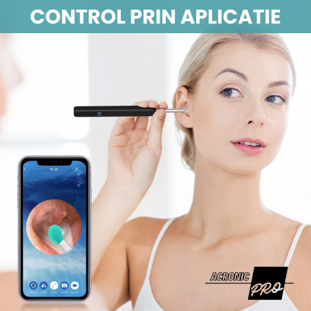 Dispozitiv Inteligent AcronicPro® pentru Curatarea Urechilor, Cu Camera si LED, Dispozitiv Wireless, Type-C, Negru [5]