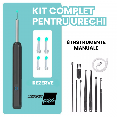 Dispozitiv Inteligent AcronicPro® pentru Curatarea Urechilor, Cu Camera si LED, Dispozitiv Wireless, Type-C, Negru [1]