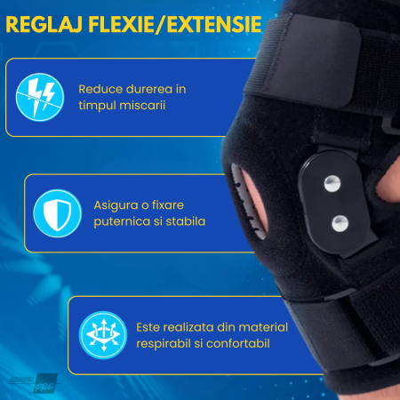 Orteza Profesionala de Genunchi Reglabila 0–120°, AcronicPro, Suport Avansat pentru Recuperare, Stabilitate si Control al Miscarii, Model Premium, Leziuni Ligamentare si Reabilitare Sportiva, Marime U [2]