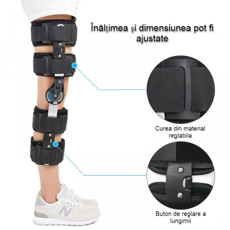 Orteza reglabila pentru Genunchi, Cu balama, Sustinere, Stabilitate si Ameliorarea durerii, Negru [3]