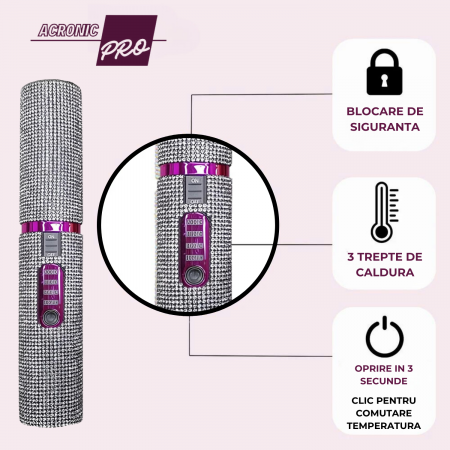 Placa de Par AcronicPro, Fara fir, Design unic cu Pietricele, Din Ceramica, Pentru Orice Tip de Par, Albastra [4]