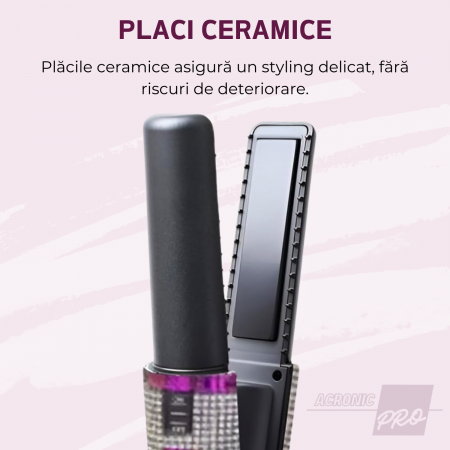 Placa de Par AcronicPro, Fara fir, Design unic cu Pietricele, Din Ceramica, Pentru Orice Tip de Par, Albastra [5]