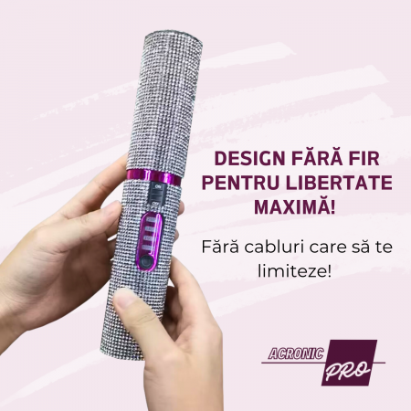 Placa de Par AcronicPro, Fara fir, Design unic cu Pietricele, Din Ceramica, Pentru Orice Tip de Par, Albastra [1]
