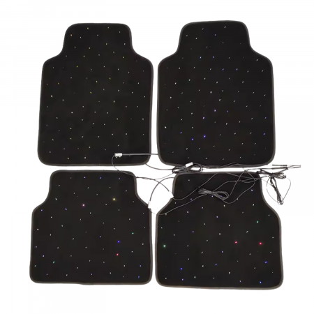 Set 4 covorase Auto LED, Material Rezistent la Apa, Efect de Constelatie, Lux si Ambianta, Fibra Optica, Bluetooth, Control Remote + Aplicatie, 8 Culori, Alimentare la Bricheta, Negru [2]