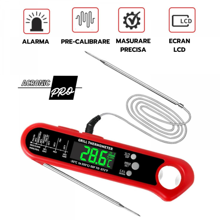 Termometru Digital pentru Gatit cu Senzor pe Fir, Precizie Ridicata, Interval Larg de Temperatura, Ideal pentru Carne, Cuptor si Gratar [1]