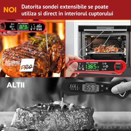 Termometru Digital pentru Gatit cu Senzor pe Fir, Precizie Ridicata, Interval Larg de Temperatura, Ideal pentru Carne, Cuptor si Gratar [3]