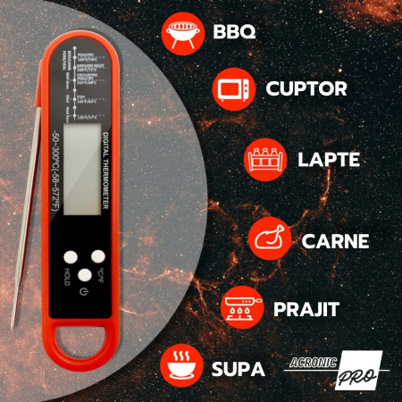Termometru Digital pentru Gatit cu Senzor pe Fir, Precizie Ridicata, Interval Larg de Temperatura, Ideal pentru Carne, Cuptor si Gratar [2]