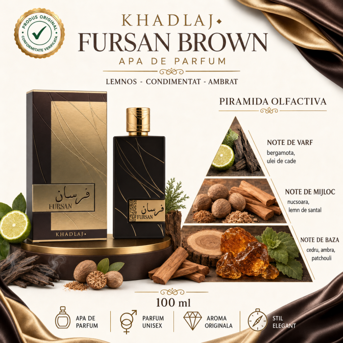 Apa de parfum Khadlaj Fursan Brown, Unisex, 100 ml [2]