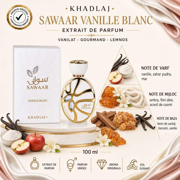 Extract de parfum Sawaar Vanille Blanc, Khadlaj, 100 ml [2]