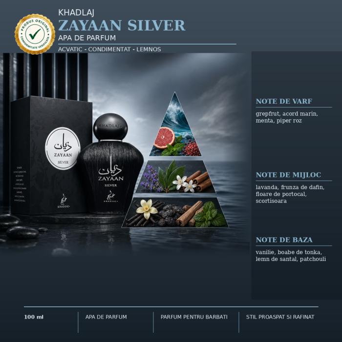 Apa de parfum Zayaan Silver, Khadlaj, 100 ml [2]